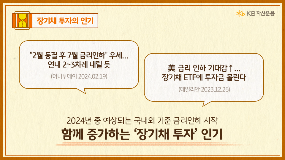 2024년 중 예상되는 기준금리 인하 시작과 함께 증가하는 '장기채' 투자의 인기.